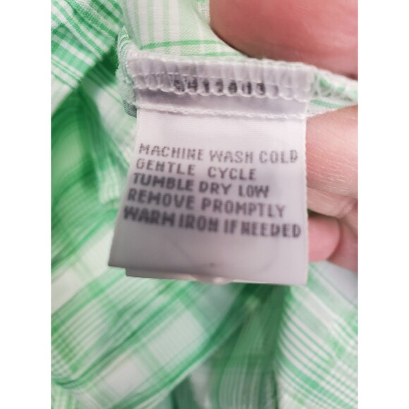 Foxcroft Fitted Crinkle Plaid Green 3/4 Sleeve Button-Up Top Size 16 NWT - Picture 6 of 6